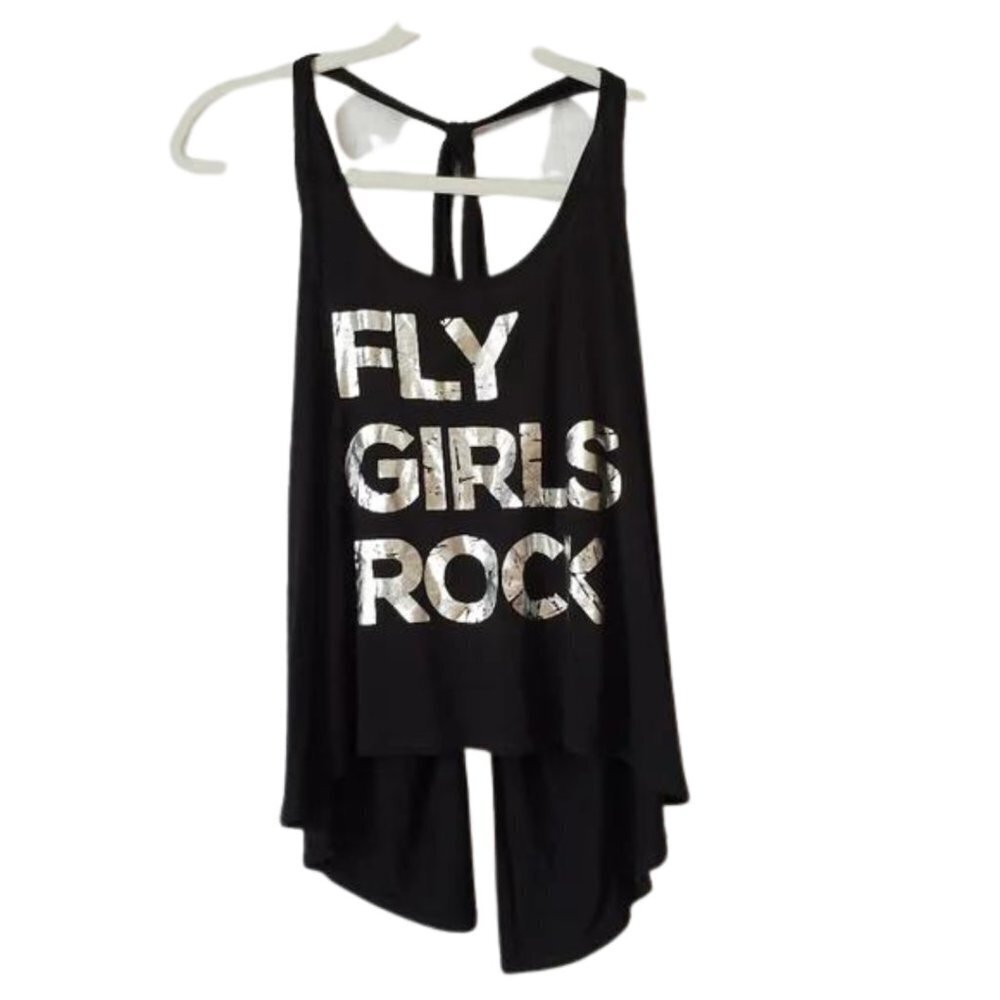 Fly Wheels Black And Silver Fly Girls Rock Racerback Tank